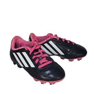 Adidas Kids Conquisto Black White Pink Soccer Cleats Kids Toddler Size 11K